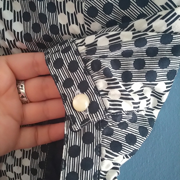 Navy & White Polkadot Button-Up - Picture 5 of 7